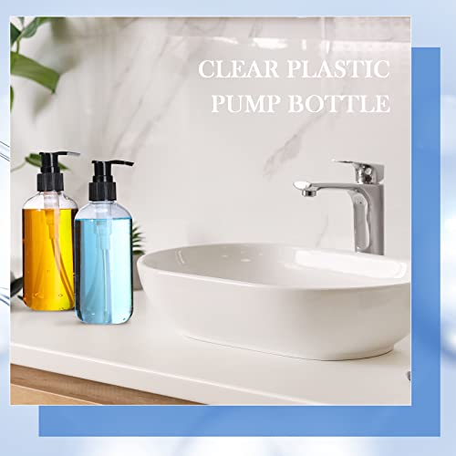 Gerrii 60 Pcs 8 oz/ 250 ml Plastic Empty Pump Bottles Lotion Clear Refillable Plastic Bottles with Pumps Dispenser Portable Travel Container for Body Wash, Liquid Soap, Massage Oil(Black Pump)