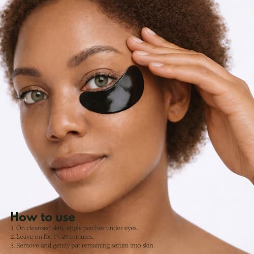 Green Tea Under-Eye Patches (12 Pairs) | Depuff & Brighten Eye Gel Patches for Dark Circles & Tired Eyes | Plant-Based, Vegan with Caffeine, Niacinamide, Magnesium & Vegetable Peptides