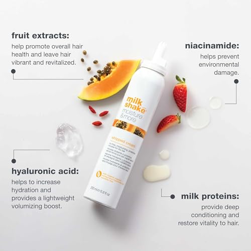 milk_shake Moisture & More Whipped Cream - Conditioning No Rinse Hair Moisturizer Foam | Shinier Hair with Healthy Glow | Boosts Softness | 6.8 fl oz (200 ml)