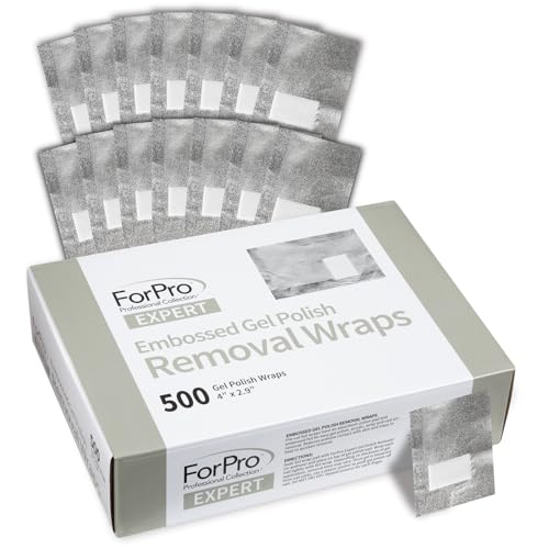 500 Count Gel Polish Removal Wraps - Embossed Foil & Cotton Pads for Nail Art Removal - 4" x 2.9" - Variation of THIS listing