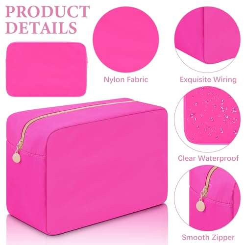 Hushee 4-Pack Nylon Makeup Bags for Women - Large, Black, Fuchsia, Mint, Grape