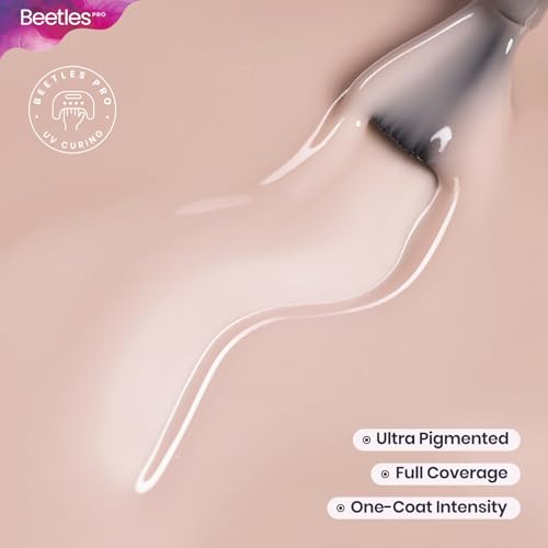 Beetles Pro Nude Gel Polish - Go With It, HEMA FREE & TPO FREE, 15ml Milky Nude Color Gel Polish, Professional Nail Tech Formula, High Pigment Soak Off UV LED Long Lasting for Salon & Home Use