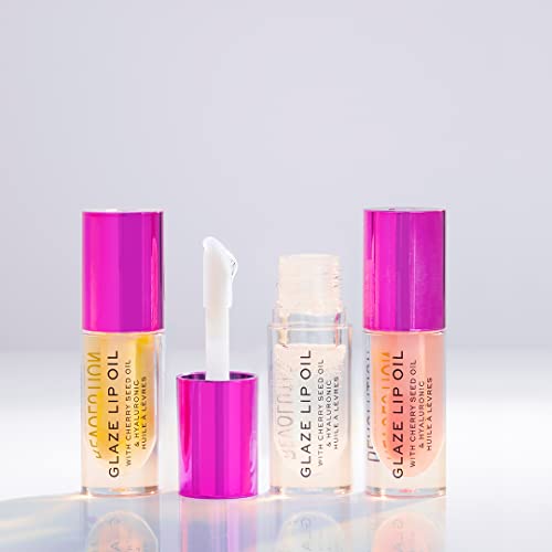 Revolution Beauty, Glaze Lip Oil, Hydrating & Nourishing Formula, Infused with Vitamin E & Hyaluronic Acid, Getaway Terracotta, 0.15 Fl. Oz. (Pack of 2)