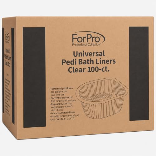 ForPro Professional 100-Count Clear Disposable Pedicure Liners - 50% Thicker, Universal Fit