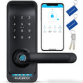 Kucacci Smart Keyless Door Lock with Handle - Black - Fingerprint Keypad App Control