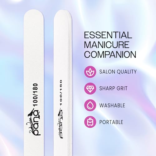 Pana (Grit: 100 x 180, Pack of 50 Pieces) USA Professional White Round Emery Board Nail Files
