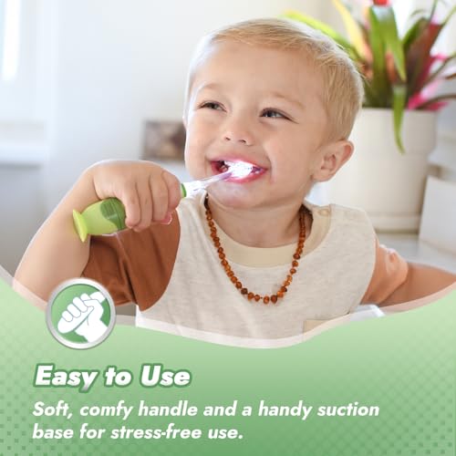 Toddler Sonic Electric Toothbrush for Ages 1-3 with 4 Brush Heads - Dino Cover & LED Timer