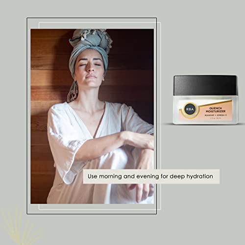 RBA Skincare's Quench Vegan Daily Face Moisturizer with Aloe Vera, Jojoba, and Evening Primrose Oil - Moisturized and Nourished Skin - Anti-Aging Day and Night Cream - 1.7 oz