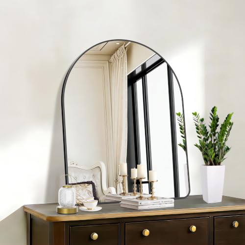 Black Arched Wall Mirror 30x40 Inch Modern Aluminum Frame Bathroom Decor Variation of THIS listing