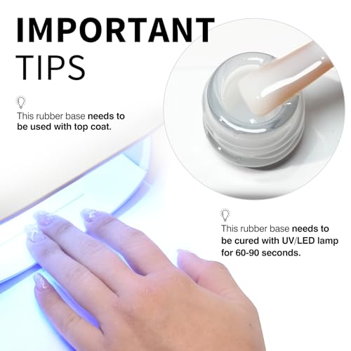 CANNI Rubber Base Gel Set - 6 Colors Milky White Clear Pink R1 - Nail Strengthening & Builder