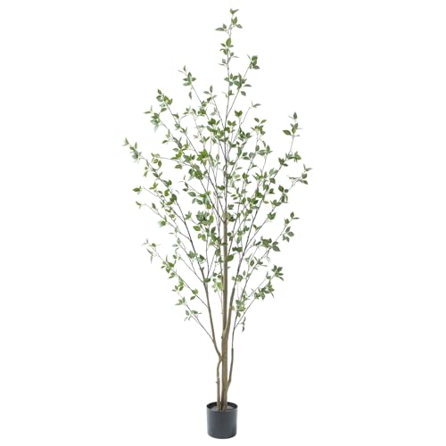 Black 7ft Artificial Citrus Tree with Realistic Leaves and Trunks - Faux Indoor Outdoor Decor