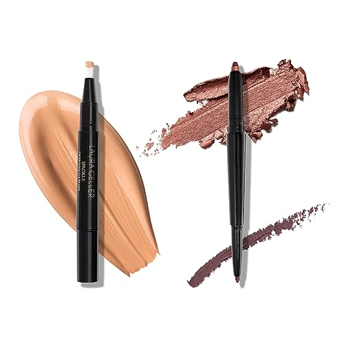 LAURA GELLER NEW YORK Waterproof Eye Spackle Eyeshadow Primer + Swipe-n-Line Dual-Ended Eyeshadow and Eyelienr Stick, Warm (Bronze/Copper)