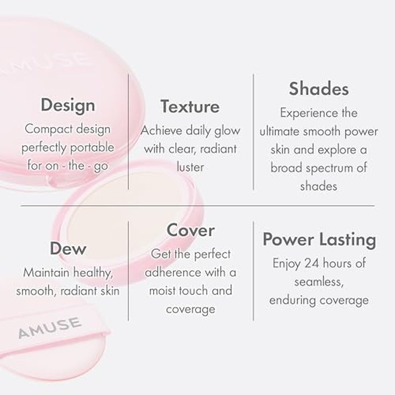 Amuse SEOUL DEW POWER VEGAN CUSHION ([REFILL] 03 HONEY) | Dewy, glow, long-lasting, clean beauty, lightweight, natural look, foundation for sensitive skin, hydrating cushion