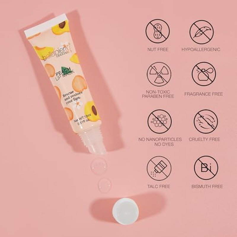 bellapierre Cosmetics Peach Lip Mask | Lip Plumping Mask with Hyaluronic Acid | Moisturizing Lip Balm for Daily Use