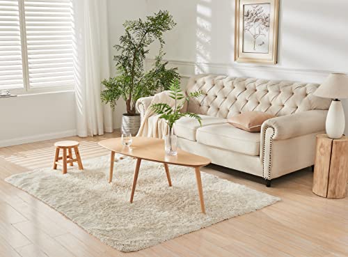 Natural Solid Wood Round Coffee Table with Removable Legs - WoJKod