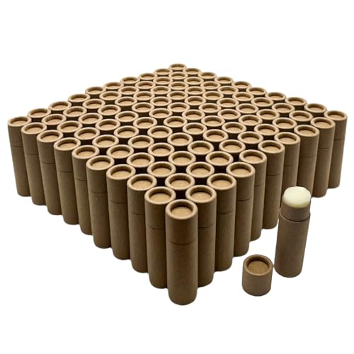 Eco-Friendly Kraft Lip Balm Tubes 0.3oz Pack of 100 - Brown Refillable Containers