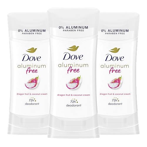 Dove Aluminum Free Deodorant Stick with Dragon Fruit & Coconut Cream - 3 Pack, 2.4 oz Each