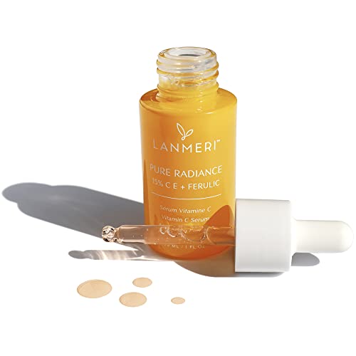 Lanmeri Vitamin C Face Serum 3pack- CE Ferulic Facial Serum with 15% Pure L-Ascorbic Acid, Ferulic Acid, Vitamin E, & Hyaluronic Acid - Anti Aging, Anti Wrinkle Skin Brightening Dark Spot Corrector