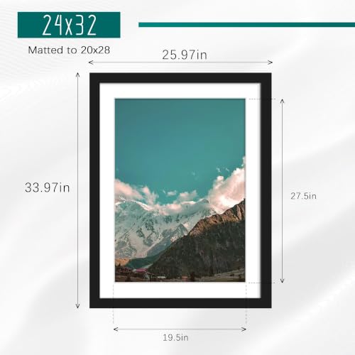 Picrit 24x32 Black Poster Frame 3 Pack - Wall Mountable Art Frames for Photos