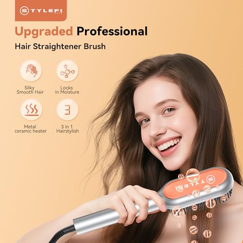 Plasma Ionic Hair Straightening Comb - Electric Heated Hair Brush, Frizz Control