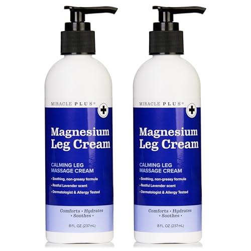 Miracle Plus Magnesium Relaxing Leg Cream 8oz Pack of 2 | Calming Herbal Moisturizer for Soothing & Muscle Relief