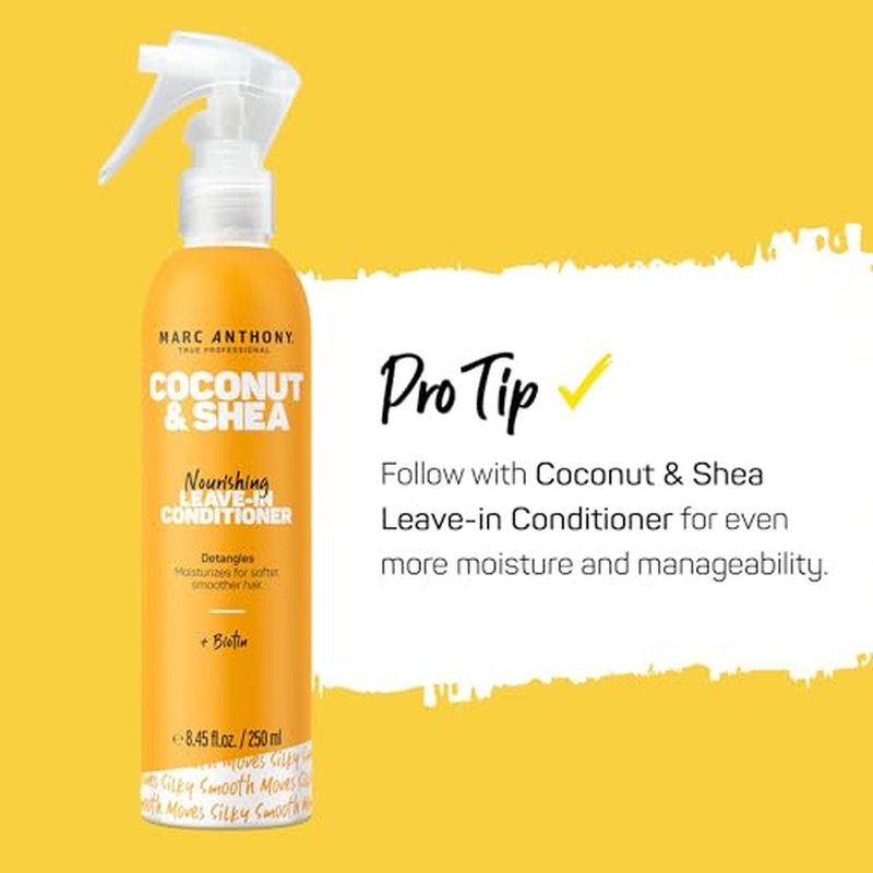 Marc Anthony Leave-In Conditioner Spray, Coconut Oil & Shea Butter - Anti-Frizz Biotin Hair Detangler Spray to Moisturize for Softer Smoother Hair - Sulfate Free Styling Product