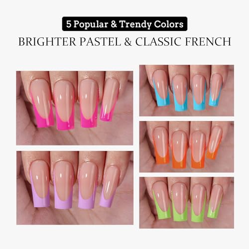 BTArtboxnails Long Square Pastel Fake Nails 160Pcs with French Peach Variation