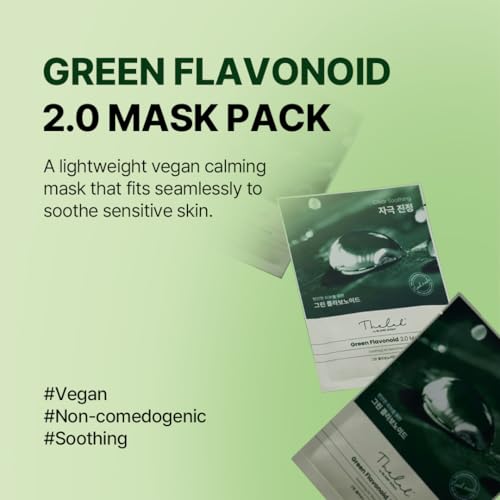 Green Flavonoid Soothing Sheet Mask - Vegan Biodegradable Hydrating Facial for Sensitive Skin