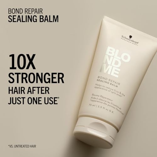 BLONDME Bond Repair Sealing Balm for Blonde Hair, 2.5 Fl Oz | Tame Split Ends & Reduce Frizz | Heat Protection | For Shiny, Smooth Blonde, Lightened, & Grey Hair