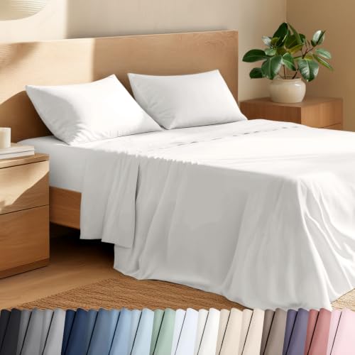 Bare Home King Organic Cotton Percale Sheet Set - White, 4-Piece, OEKO-TEX Certified