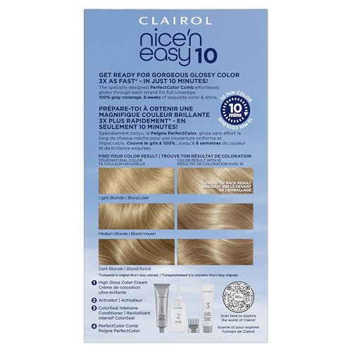 Clairol Nice'N Easy 10 Permanent Hair Dye, 10 Lightest Blonde Hair Color, Pack of 1