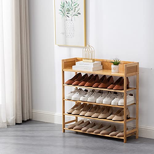 Nature 5-Tier Bamboo Shoe Rack Organizer - 31.40''L Entryway Storage