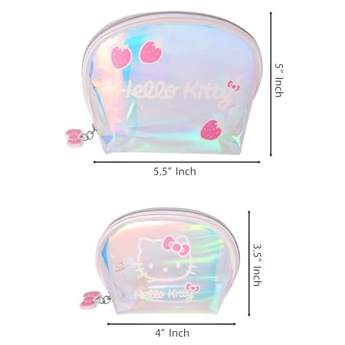 Hello Kitty Makeup Bag Set Official License, Large and Small Clear Cosmetic Travel Bags, Cute Make Up Bags, Sanrio Gifts
