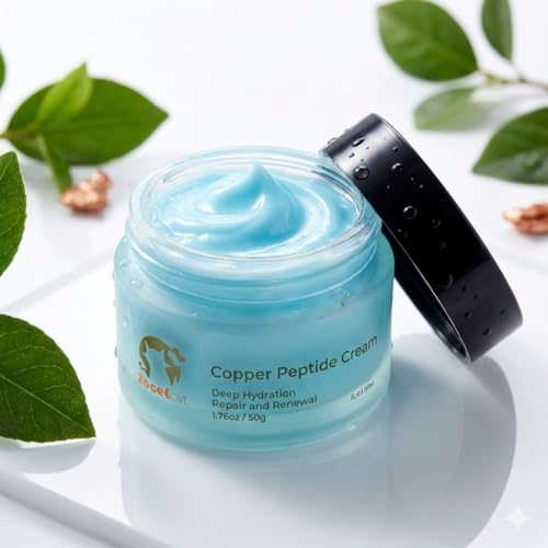 Blue Copper Peptide Face Cream with Acetyl Hexapeptide-8 & Ectoin - Anti-Aging Daily Moisturizer for Fine Lines & Wrinkles - Firming, Hydrating & Barrier Repair Skin Care - 1.7 oz