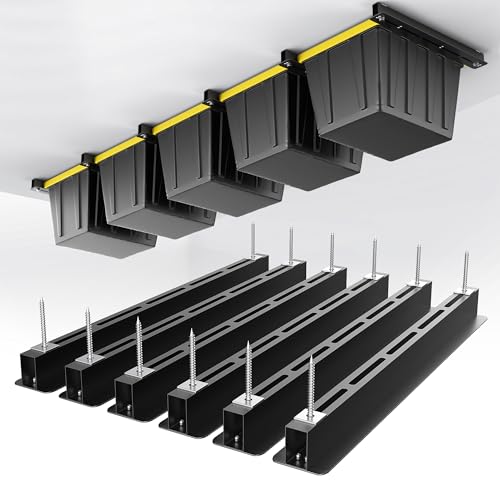 EVERHANGER Heavy Duty Ceiling Garage Storage Rack for 5 Bins - Steel Overhead Organizer