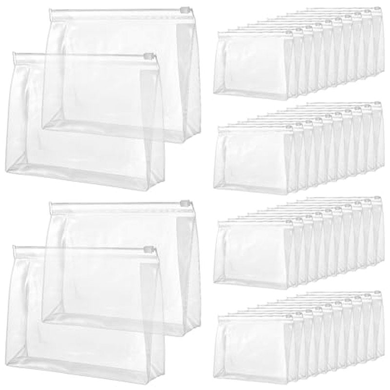 cobee 50 Pcs Clear Makeup Bags Bulk, Mini Cosmetic Organizer for Travel Small Transparent Zipper Pouch PVC Waterproof Pouches 7.9x5.9x2 In for Toiletry