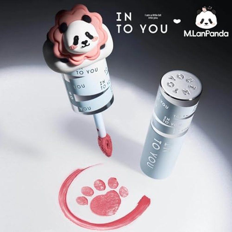 INTO YOU x M.Lan Panda Matte Lipstick, Super Stay Waterproof Long Lasting Lip Mud for Women, High Impact Lip color With Lightweight Clay Texture, Dual-use for Lips and Cheek, MLE03