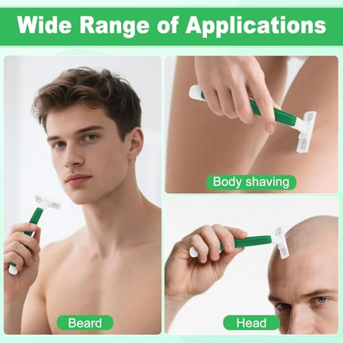 Disposable Razors Bulk 60-Pack - Green White Travel Safety Double Blade