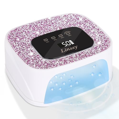 Rechargeable UV/LED Nail Lamp with Auto Sensor, Portable Cordless Gel Nail Dryer Light 4 Timings & Diamond LCD Screen, UV Light for Gel Nails at Home Salon (White)