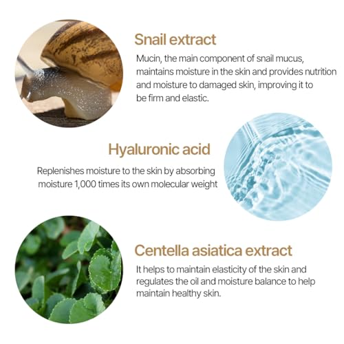 LADAMER-Snail-Mucin-Ampoule-Hyaluronic Acid-Enriched Hydrating Serum Clinical Spa Cosmetic Premium Korean Skincare Acell-300 0.16 fl.oz x 10 packs