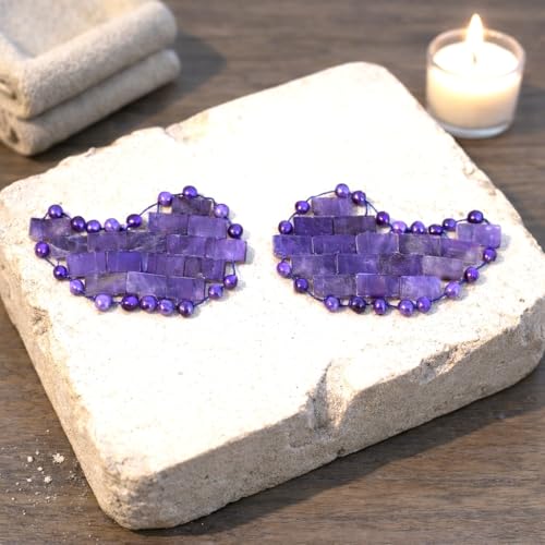 Crystal Under Eye Mask ? Rose Quartz or Amethyst Cooling Eye Mask for Puffiness, Dark Circles & Relaxation ? Handcrafted Gemstone Facial Tool by This Hippie Girl (Amethyst)