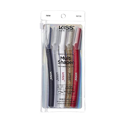 Kiss New York Eyebrow Razor Trimmer Facial Hair Shaper Remover, Multipurpose Exfoliating Dermaplaning Dermaplane Shaving Tools for Men & Women 5 Count
