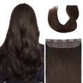Dark Brown 14-Inch Clip-In Human Hair Extensions - Full Head, 70g, Easy to Attach