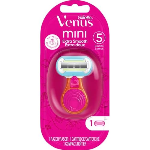 Gillette Venus Extra Smooth Travel Razor Kit for Women, Mini Handle + Refill + Case (Pack of 2)