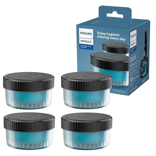 Philips Norelco Quick Clean Pod Cartridge 4-Pack – 5.41 Fl Oz, Compatible with Shavers