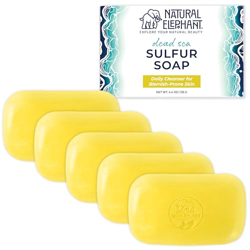 Natural Elephant Dead Sea Sulfur Soap 4.4 oz Pack of 5 for All Skin Types
