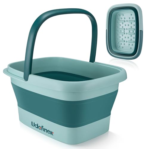 Udefineit Foot Bath Basin, Foldable & Portable Foot Soak Tub with Massage Acupoint for Foot Spa Bath, 15L/4 Gallon, Foot Massager Soaking Bath Basin Bucket for Pedicure Home Spa Treatment (Green)