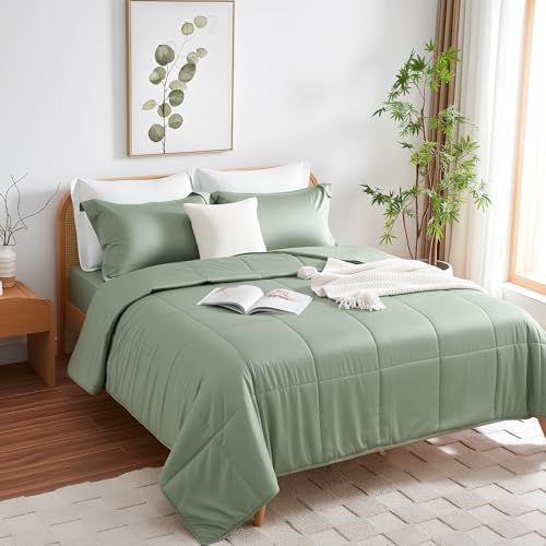 Sage Green Oversized King Bamboo Visco Comforter - Ultra-Soft All-Season Bedding