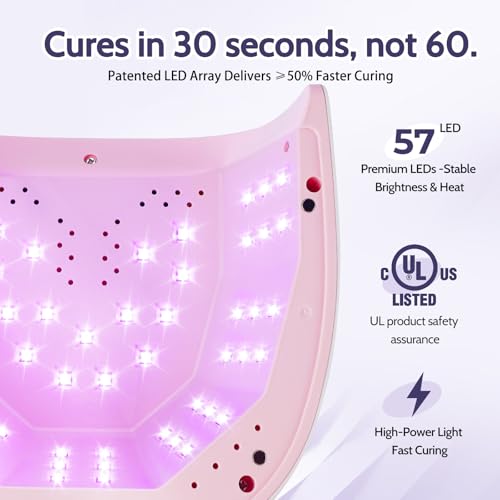 Extra Large UV Nail Lamp, 150W Corded Professional LED Light for Gel Nails, Plug-in Fast Cure with 4 Timers, Smart Sensor Big Size Manicure Dryer for Salon Home Gifts Women