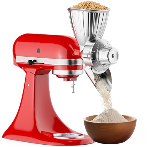 FOCOLLK KitchenAid Grain Mill Attachment, Silver — 9 Grind Settings